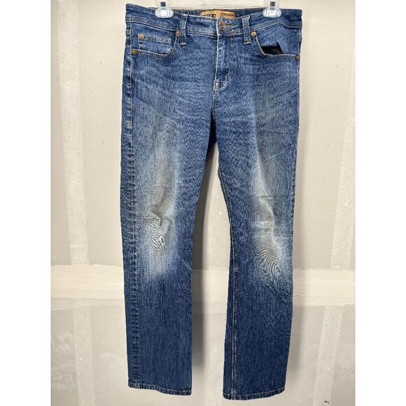 Seven 7 Jeans Mens 34x30 Blue Denim Slim Straight Distressed Medium Wash Preppy - Picture 1 of 8